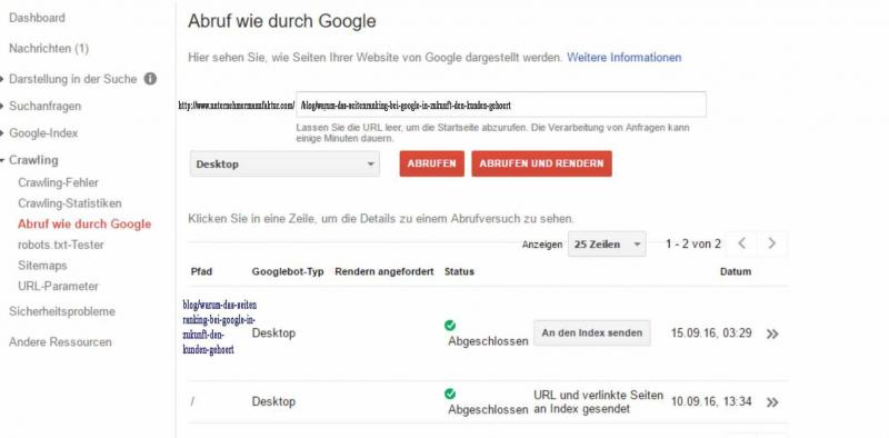Crawling mit der Google Search-Console